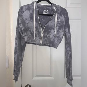 For the Peach Grey Tie Dye Cropped Jacket